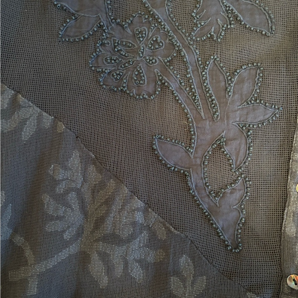 Anthropologie lace blue peplum blouse - Picture 3 of 5